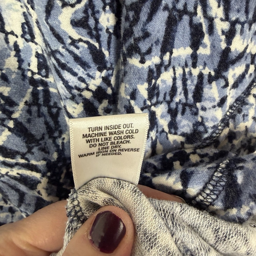 Sunday Womens Top Size 1X French Terry Blue Relaxed Fit Casual Boho Maximalist - Picture 12 of 14